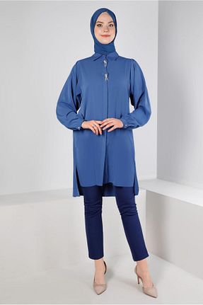 تونیک حجاب سرمه ای زنانه پلی استر Alvina - کد 798335379