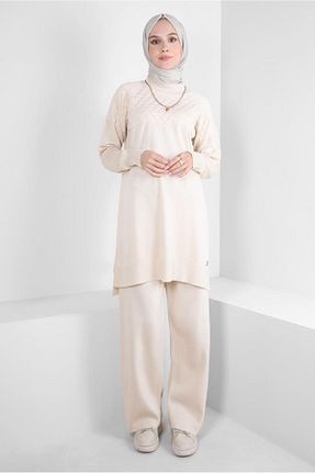 ست بالاتنه و پائین تنه حجاب بژ زنانه رگولار Alvina - کد 790228934