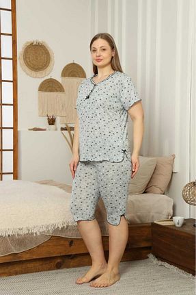 ست لباس راحتی فیروزه ای زنانه طرح دار LİLA İÇ GİYİM - کد 922021883