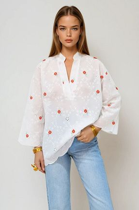 بلوز سفید زنانه رگولار VAGGON - کد 922022444