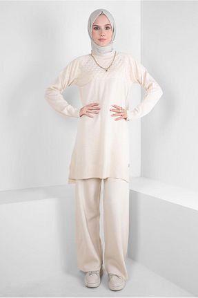 ست بالاتنه و پائین تنه حجاب بژ زنانه رگولار Alvina - کد 790228934