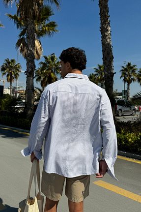 پیراهن آبی مردانه اورسایز Flaw Wear - کد 922024354