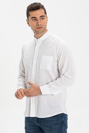 پیراهن سفید مردانه رگولار Eliş Şile Bezi - کد 92973067