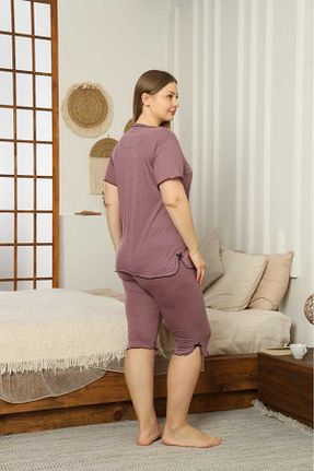 ست لباس راحتی بنفش زنانه طرح دار LİLA İÇ GİYİM - کد 922021940