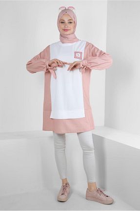 تونیک حجاب صورتی زنانه پنبه ای Alvina - کد 802126027