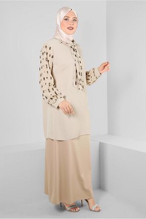 تونیک حجاب بژ زنانه پلی استر Alvina - کد 801710479