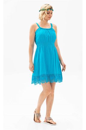لباس فیروزه ای زنانه بافتنی Eliş Şile Bezi - کد 93038549