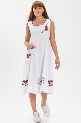 لباس سفید زنانه بافتنی Eliş Şile Bezi - کد 93039965