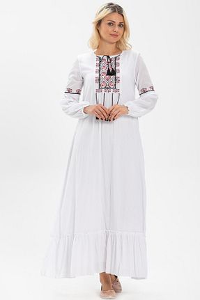 لباس حجاب سفید زنانه رگولار Eliş Şile Bezi - کد 92947081