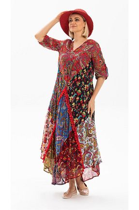 لباس قرمز زنانه بافتنی Eliş Şile Bezi - کد 92947885