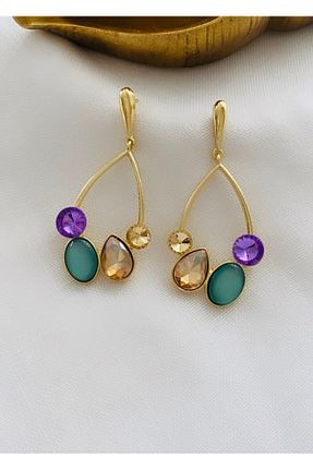 گوشواره جواهر زرد زیرکن VNS Accessories - کد 922055865