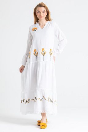 لباس سفید زنانه بافتنی Eliş Şile Bezi - کد 670752316