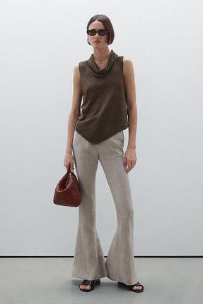 بلوز قهوه ای زنانه هندسی Massimo Dutti - کد 922049481