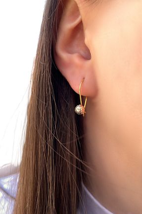 گوشواره طلا طلائی زنانه 8 عیار Altınaşkı - کد 895226656