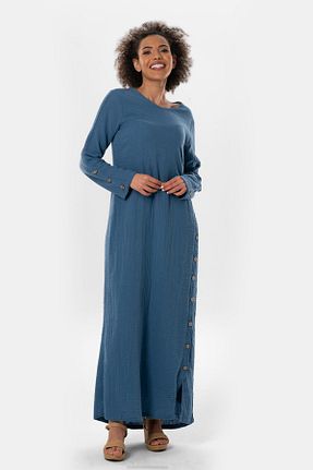 لباس حجاب سرمه ای زنانه رگولار Eliş Şile Bezi - کد 815120564