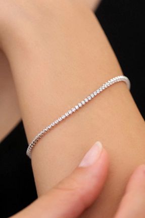 دستبند طلا سفید زنانه 14 عیار Güzide Kuyumcu - کد 860701491