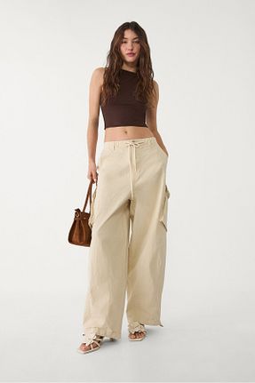 بلوز قهوه ای زنانه کراپ Stradivarius - کد 922066409
