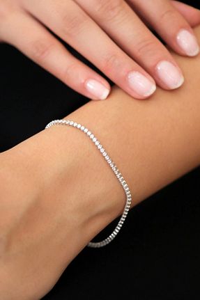 دستبند طلا سفید زنانه 14 عیار Güzide Kuyumcu - کد 860701491