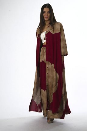 ست بالاتنه و پائین تنه زرشکی زنانه بافتنی ABBRA - کد 917473248