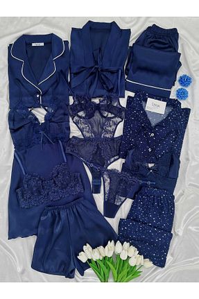 ربدوشام سرمه ای زنانه ساتن Lena Homewears - کد 870237061