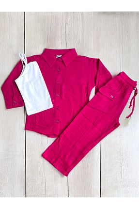 ست بالاتنه و پائین تنه صورتی بچه گانه بافتنی bambam kids wear - کد 922702855