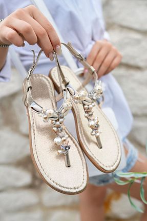 صندل طلائی زنانه پاشنه تخت inyola - کد 922092722