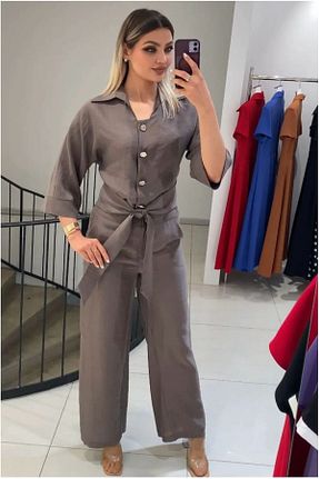 ست بالاتنه و پائین تنه قهوه ای زنانه بافتنی MAQRELL - کد 922086139