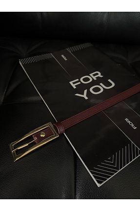 کمربند زرشکی زنانه چرم مصنوعی Fiori - کد 922125429