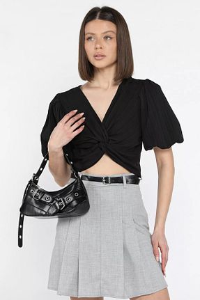 بلوز مشکی زنانه چاپی GÜLSELİ - کد 922139861