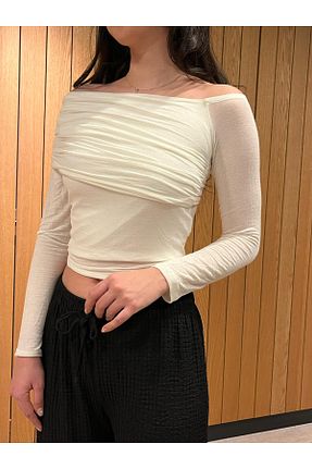 بلوز سفید زنانه ساده ANNAÇ MODA - کد 922142731