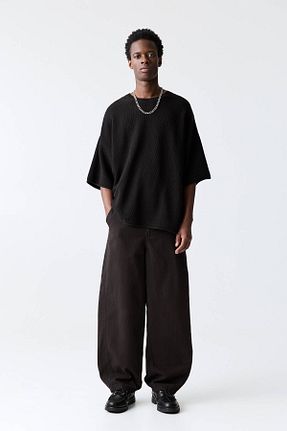 شلوار مشکی مردانه پنبه ای Pull & Bear - کد 922105114