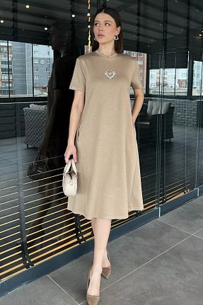 لباس بژ زنانه بافتنی GÜLSELİ - کد 922142832