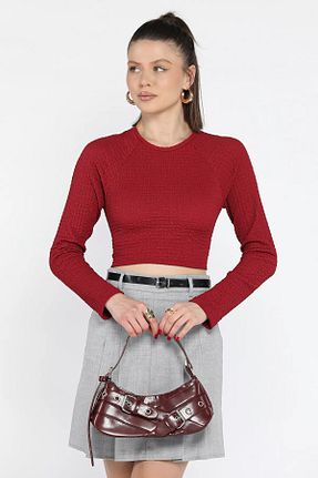 بلوز زرشکی زنانه رگولار GÜLSELİ - کد 922145810