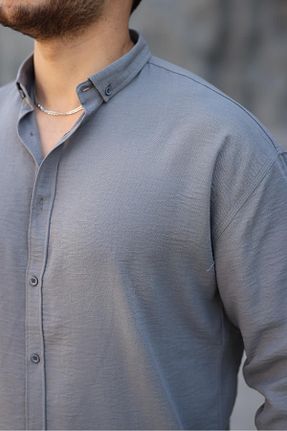 پیراهن طوسی مردانه یقه ایستاده Valiberta - کد 922952531