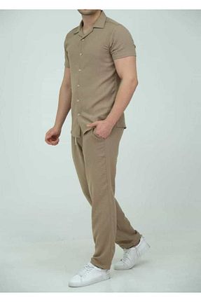 ست بالاتنه و پائین تنه قهوه ای مردانه بافتنی Yavili - کد 835283280