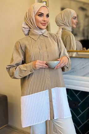 تونیک حجاب بژ زنانه پنبه ای Julude - کد 922123179