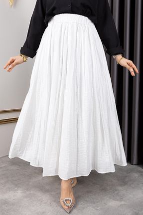 دامن سفید زنانه ویسکون Sfg Life Moda - کد 920935723