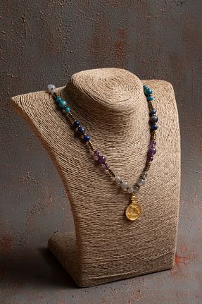 گردنبند جواهر رنگی زنانه سنگ ÇAKRA DOĞAL TAŞ - کد 922160232