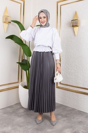 دامن حجاب طوسی بافت Moda Ebva - کد 922161669
