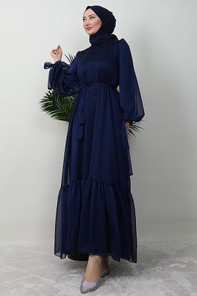 لباس حجاب سرمه ای زنانه رگولار giz astore - کد 922168902