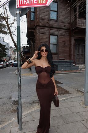 لباس قهوه ای زنانه بافتنی Eyyo - کد 922936273