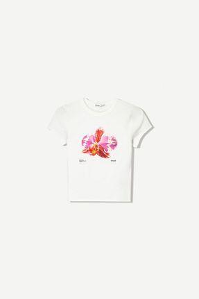تیشرت صورتی زنانه یقه دگاژه Bershka - کد 922146888