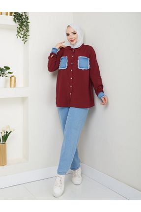 ست بالاتنه و پائین تنه حجاب زرشکی زنانه رگولار MODAMERSİ - کد 922160249
