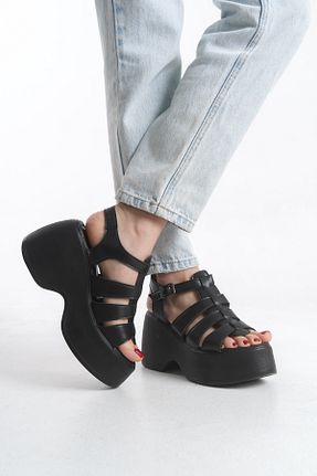 صندل مشکی زنانه پاشنه پر Shoesers - کد 922943319