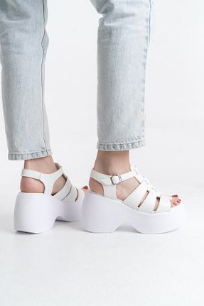 صندل سفید زنانه پاشنه پر Shoesers - کد 922944075