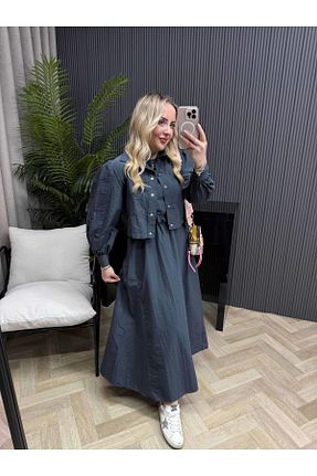 ست بالاتنه و پائین تنه طوسی زنانه بافتنی Byelifdursun - کد 922202466