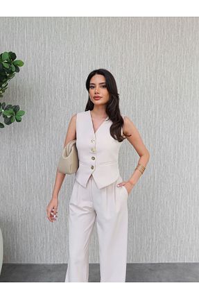 ست بالاتنه و پائین تنه بژ زنانه بافتنی ESRAHELVACI - کد 922194947