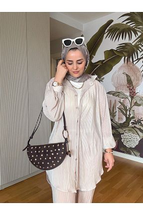 ست بالاتنه و پائین تنه حجاب بژ زنانه رگولار ASEL FASHİON - کد 814008197