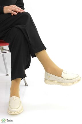 کفش کژوال بژ زنانه چرم خالص Mammamia - کد 922218946