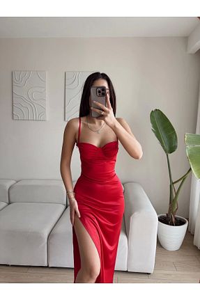 لباس رنگی زنانه ساتن Zoom Butik - کد 922229658